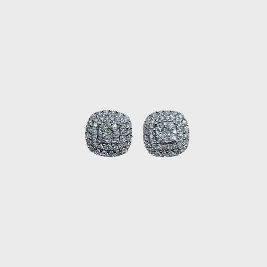 Square Moissanite Halo Earrings
